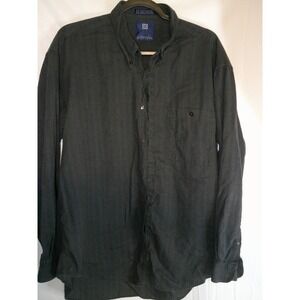 Monsieur Givenchy Men's Charcoal Striped Flannel Long Sleeve Shirt L‎